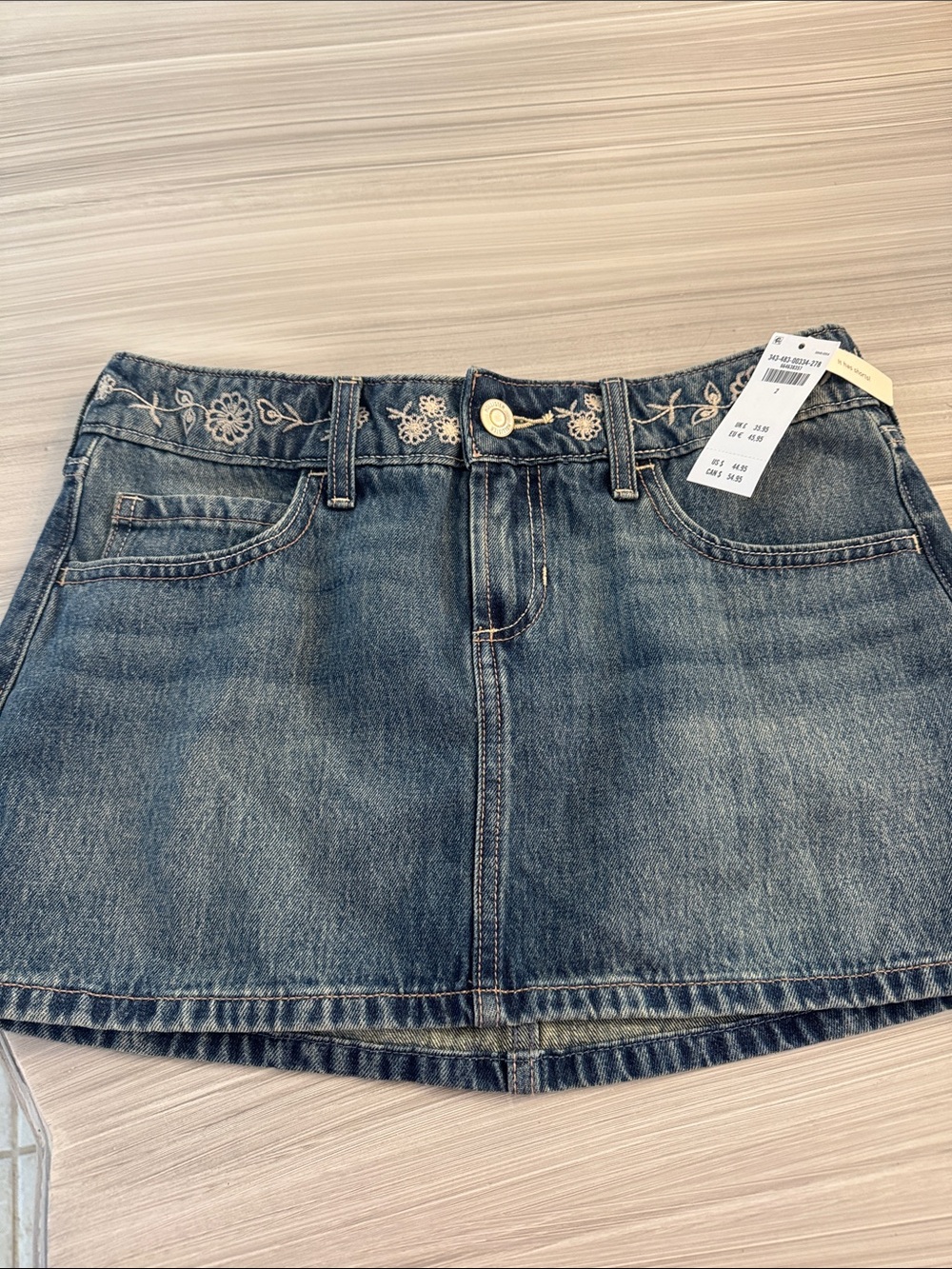 Hollister Embroidered Denim Mini Skirt - Blue